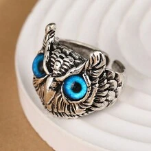 3pcs Hợp kim 3D Hình con cú Có thể điều chỉnh Retro Nhẫn mở Bộ - Nhiều màu - Xem 2