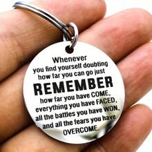 1pc Women REMEMBER Stainless Steel Keychain For Mother Daughter Aunt Granddaughter Inspirational Stay Strong Gift - Silver - View 5