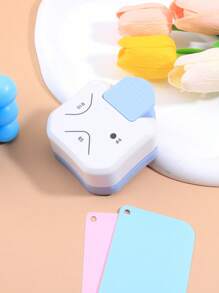 1入藍白色圓角打孔機,3合1多功能打孔機,適用於辦公文具、名片和紙藝 - 藍白色 - 查看 3