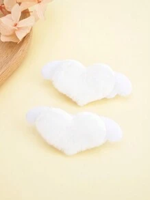 2入組嬰兒髮夾,柔軟的白色天使翅膀髮飾,頭飾、節日髮夾、禮物配搭髮飾,適用於日常使用 - 白色 - 查看 1