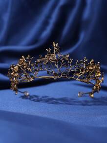 4 件套女士公主森系蝴蝶皇冠项链和耳环套装，婚纱配饰，幸运绿和鲜艳红宝石项链，精致蓝色配饰 - 黑色 - 查看 2