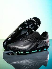 男式足球鞋,防滑釘專業高幫透氣運動靴,戶外室內適用,羅納爾多足球鞋 - 黑色 - 查看 7