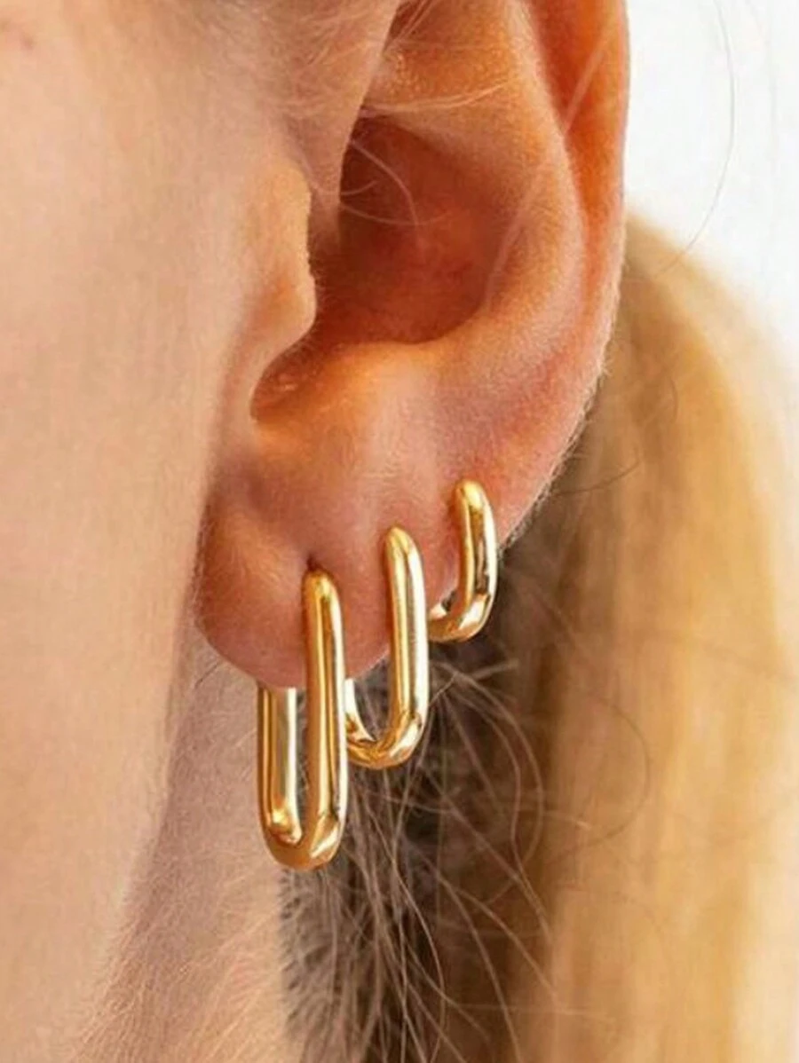 6入組簡約金屬方形銅耳環,適用於女士假日、約會和日常穿著禮品