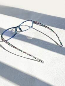 1 副男女通用轻便矩形无螺丝印花眼镜，适合工作、日常使用、电脑和抗疲劳、情侣礼物 - 無色 - 查看 9