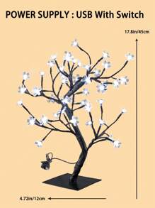 1個45cm創意模擬櫻花樹燈,usb供電,可彎曲的暖黃色氛圍燈,現代房間裝飾 - 黃色 - 查看 11