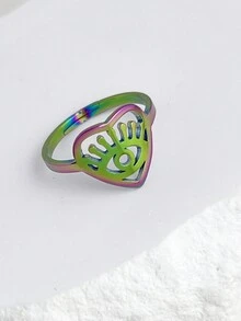 1pc Simple & Stylish Stainless Steel Men's Ring With Eye Shaped Hollow Out & Adjustable Size & Multicolor Optional Fashionable Opening Ring - Stylish Eye Ring - View 10