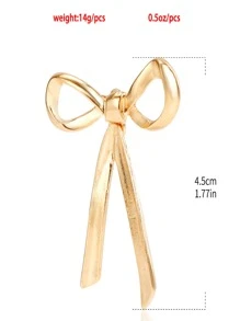 歐美風簡約首飾,甜美蝴蝶結幾何耳釘,時尚百搭 - 金黃色 - 查看 2