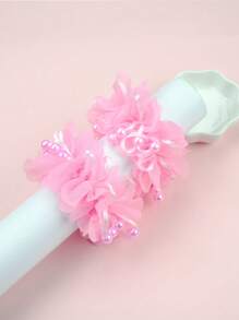 2pcs Kids' Flower Little Girls' Cute Elastic Hair Ties, Ponytail Holders For Toddler Girls, High Elasticity And Durability Hair Accessories