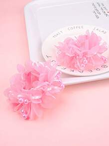 2pcs Kids' Flower Little Girls' Cute Elastic Hair Ties, Ponytail Holders For Toddler Girls, High Elasticity And Durability Hair Accessories