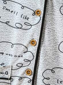 男童雲朵＆字母印花睡衣套裝（短褲）,夏季家居服裝 - 灰色 - 查看 7