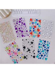 1個大尺寸3d鑽石貼紙,可用於日記寫作,臉部裝飾,兒童女孩水晶鑽石貼紙 - 玫瑰紅 - 查看 5