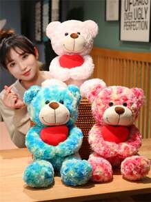 可愛泰迪熊毛絨玩具和帶有心形枕頭的娃娃，適合送給女友生日或母親節禮物 - 粉色 - 查看 6