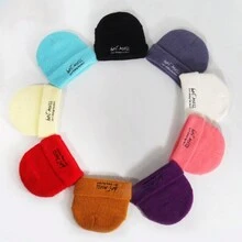 1pc Men's Hot Mess Embroidered Warm Faux Mink Fur Knitted Hat, Autumn/Winter Ear Protection Beanie, Unisex Fashionable And Versatile Knit Hat - Multicolor - View 2