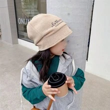 兒童帽子,新歐洲風格,適用於秋季和春季,保暖防風,針織野獸短毛帽,適用於3-12歲男女童,頭圍50-55厘米 - 卡其色 - 查看 2