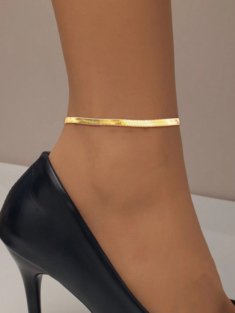 SYMFNY Minimalist Sterling Silver Anklet Holiday - Yellow Gold - View 1