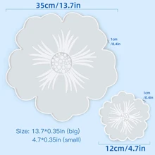 Grands moules en silicone en résine, moules en silicone pour sous-verres en fleurs, moules de coulée en résine époxy pour fleurs pour le DIY, la décoration de la maison, le plateau de service