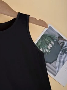 Monos Sin Mangas Con Cuello Redondo Y Color Sólido Para Niñas Preadolescentes