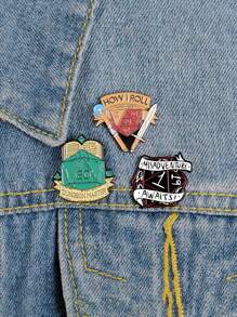 3pcs/Set Creative Brooches Combination Book, Jeans, Badge, Dice Design For Jackets Cute - Multicolor - View 5