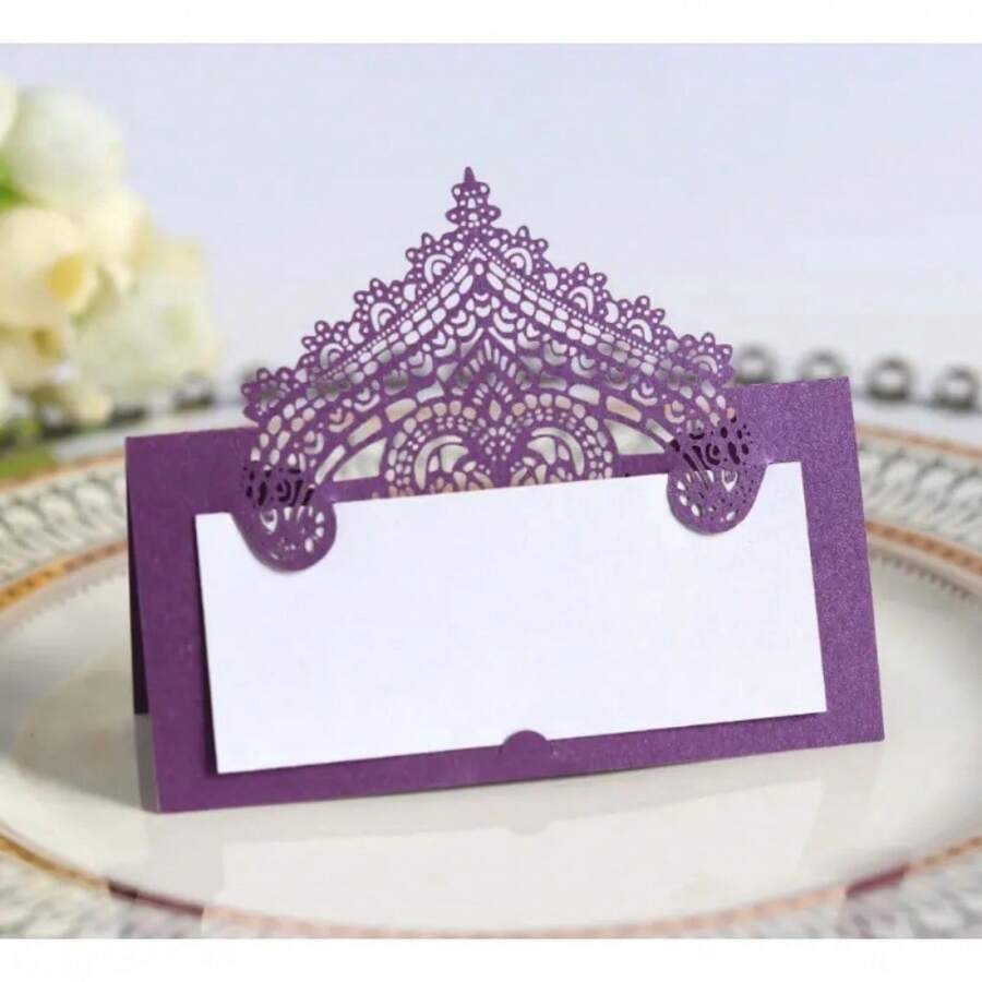 50pcs Lace Table Place Cards Seat Name Cards Table Decor Message