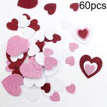 60 Stücke, Schaum-Glitzer-Aufkleber DIY Herz-Klebeaufkleber für Geschenkboxen, Taschen, Grußkarten, Partydekorationen, Party-Aufkleber für Geschenkanhänger, Dekorationen, witzige Feiertagsgeschenke Valentinstag Dekoration, kreative herzförmig, Geschenk für Freundin, Mutter, Hochzeitssaison, Schulmaterial, Rückkehr zur Schule