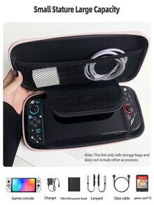 1pc Cartoon Strawberry Pattern Storage Bag And Oled Controller Protective Case Compatible With Switch Console & Lite, Pink - Pink - View 4