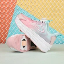 Kid's Sneaker With Wheels And Skates Dual-Purpose, Multi-Functional With Hidden Button Design, Removable Front Wheel, Retractable Rear Wheel, Suitable For Walking And Skating - Pink - View 11