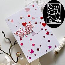 1pc Cutting Die Heart Shaped Background Pattern - Silver - View 1