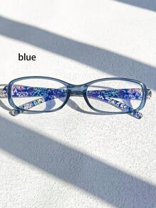 1 副男女通用轻便矩形无螺丝印花眼镜，适合工作、日常使用、电脑和抗疲劳、情侣礼物 - 無色 - 查看 15