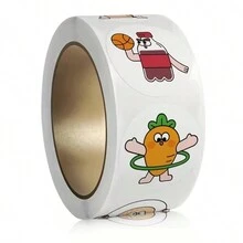 兒童啟發貼紙可愛動物貼紙超級可愛小貓小狗星星貼紙捲,適用於日記信封玩具裝飾貼紙、烘焙花材包裝禮品裝飾貼紙 - 彩色 - 查看 3