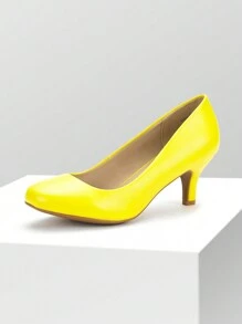 Women's Low Heel Court Pumps Solid Color Elegant Bridal Wedding Shoes - Màu vàng - Xem 2