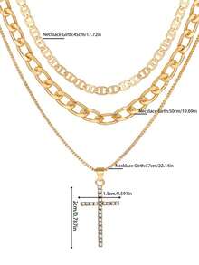1pc European And American New Small Personalized Multi-Layer Cross Pendant Fashionable And Luxurious Necklace For Women - 001 - View 6