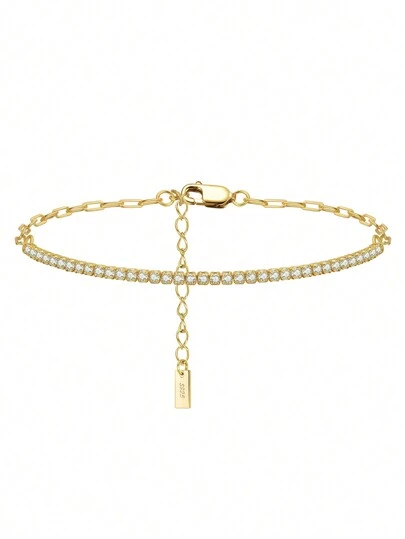 ORSA JEWELS 1 st. Äkta 925 sterling silver Halva Tennis Armband Hand Kedja 4A Kvalitet Kubik Zirkonium Underbar Kvinnor Smycke Bästa presenten För Födelsedag Bröllop Förlovning Bröllopssmycken