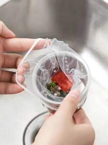 100入組廚房水槽過濾網袋,可拋棄的水槽過濾器袋,水槽網過濾器袋,水槽垃圾過濾網袋,可用於收集廚房食物廢料殘渣垃圾 - 白色 - 查看 4