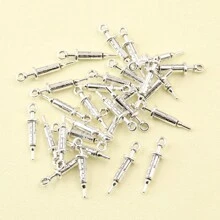 30pcs New Silver Metal Syringe Shaped Medical Supplies Pendant Charm For Jewelry, Clothing, Keychain, Diy Accessories - Silver - View 1
