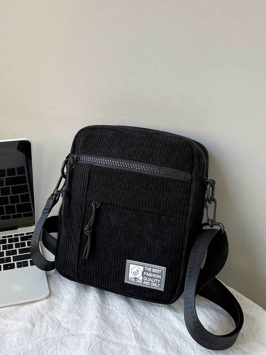 Men's Black Square Mini Crossbody Bag Crossbody Bag, Shoulder Bag, Sling Bag Large Capacity, With Zipper, Vacation, For Commute, Casual, For Student, Men Bag Zipper Bag Laptop Black Bag Winter Multi-Functional Outdoor Casual Funny Gifts Travel Gifts For Men Travel Essentials Holiday Essentials Bag For Men Camping Sling Bag For Men Bags Summer Back To School Bag Pack Cross Body Bag Spring School Supplies Purse - Black - View 1