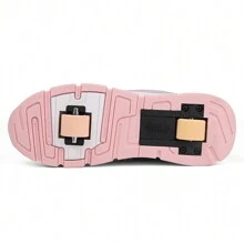 Kid's Sneaker With Wheels And Skates Dual-Purpose, Multi-Functional With Hidden Button Design, Removable Front Wheel, Retractable Rear Wheel, Suitable For Walking And Skating - Pink - View 8