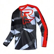 2025 男友款男士长袖越野摩托车骑行服 Teleyi 速降山地自行车 MTB 衬衫 越野 DH 摩托车越野赛服装 - 灰色 - 查看 2