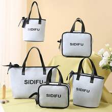 1個韓風化妝、洗漱用品整理袋,便攜式午餐盒與小吃袋手提包,適用於工作和旅行 - 彩色 - 查看 5