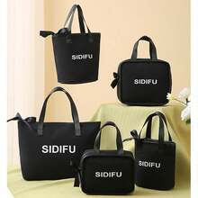 1個韓風化妝、洗漱用品整理袋,便攜式午餐盒與小吃袋手提包,適用於工作和旅行 - 彩色 - 查看 4