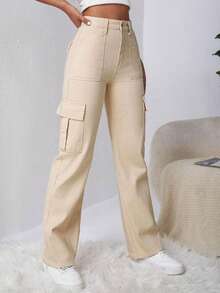 Pantalon cargo dama - Beis - Ver 2