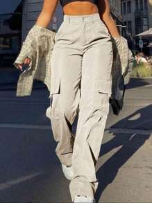 Pantalon cargo dama - Beis - Ver 3