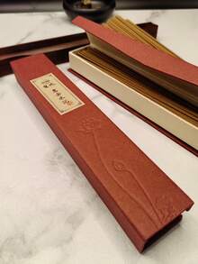 1 盒天然檀香莲花纹香棒，礼盒包装，空气净化和除臭，适合家庭和办公室使用，也非常适合瑜伽、放松、冥想、茶道和日常生活 - 紅色 - 查看 4