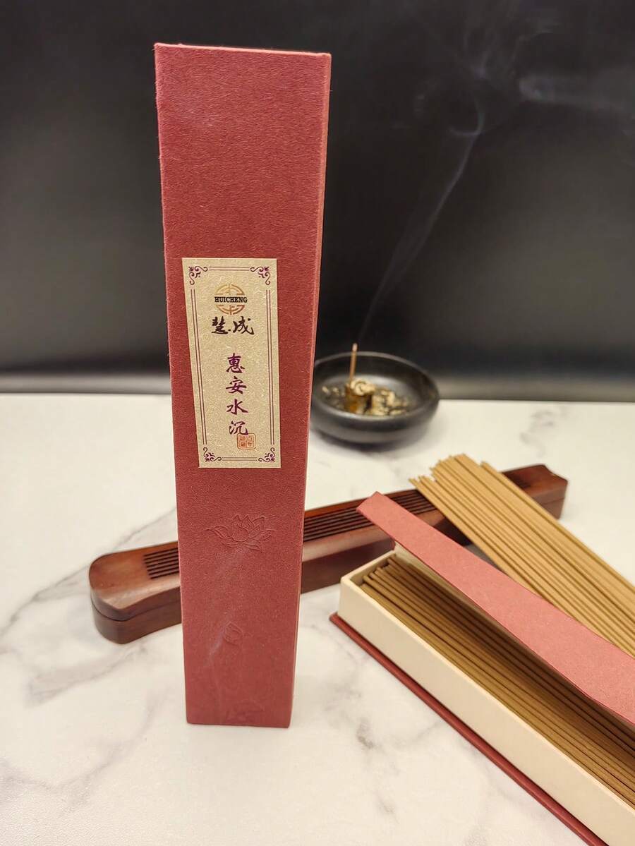 1 盒天然檀香莲花纹香棒，礼盒包装，空气净化和除臭，适合家庭和办公室使用，也非常适合瑜伽、放松、冥想、茶道和日常生活 - 紅色 - 查看 1