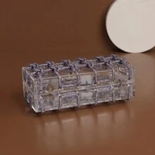 Fashionable European And American Transparent Sparkling Cord Acrylic Party Handbag, Silver Rhinestone Clutch Purse, Mini Square Bag For Women, Evening Dress Party Hard Box Bag - Purple - View 5