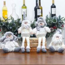 1入組聖誕節娃娃裝飾,現代布藝藝術娃娃,適合節日裝飾客廳臥室的禮物,聖誕老人,雪人,白色娃娃坐著長腿裝飾。 - 白色 - 查看 3