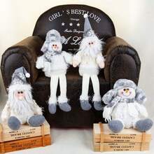 1入組聖誕節娃娃裝飾,現代布藝藝術娃娃,適合節日裝飾客廳臥室的禮物,聖誕老人,雪人,白色娃娃坐著長腿裝飾。 - 白色 - 查看 4