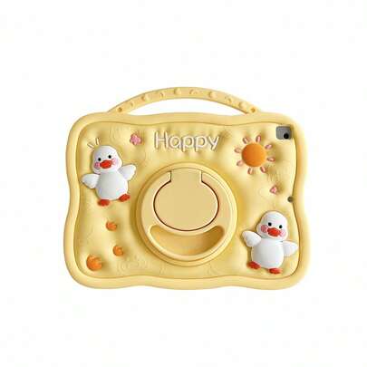 Duck Element Silicone Tablet Case Silicone 360 Degree Rotating Cartoon Duck Shaped Shockproof Protective Case Birthday Gift Easter Party