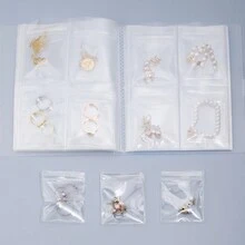 1 套/1 件 Pvc 扣環閉合珠寶收納袋,帶自封包裝袋/珠寶收納冊,帶防銹耳環、戒指、項鍊、珠寶防塵收納袋 - 透明 - 查看 8