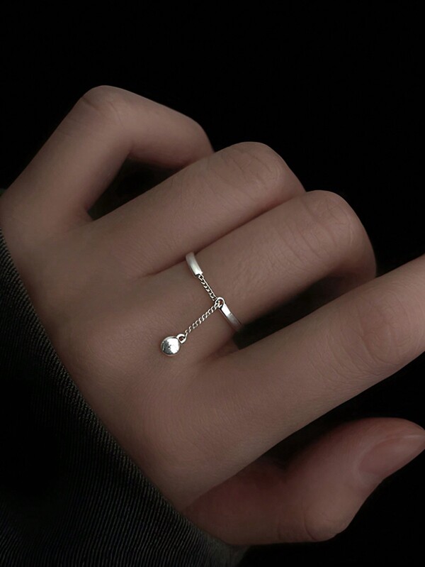 1 pièce Anneau Mode Argent Sterling Réglable Chaîne À Perles Pour Femme Pour Décoration Quotidienne