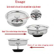 1個不銹鋼洗菜漏,廚房/浴室用,防止果蔬殘渣掉進排水管,方便的廚房排水網 - 銀色 - 查看 7